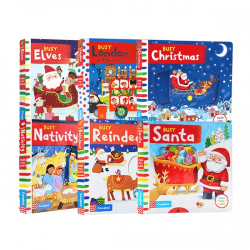 Busy Books Christmas 슬라이드 보드북 4종 세트 (Board book, 영국판) (CD없음)