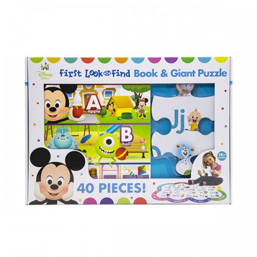 Disney Baby First Look and FInd Board Book & Giant 40 Piece Puzzle (Book & Puzzle)