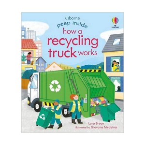 ★어스본★Usborne Peep Inside : How a Recycling Truck Works (Board book, UK)